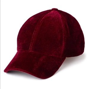 Burgundy Velvet Adjustable Baseball Cap